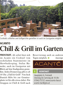 Acanto Freistadt, Chill & Grill im Garten
