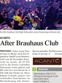 Acanto Freistadt, After Brauhaus Club